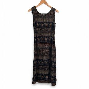 Vintage 90’s Black and Brown Patterned Dress